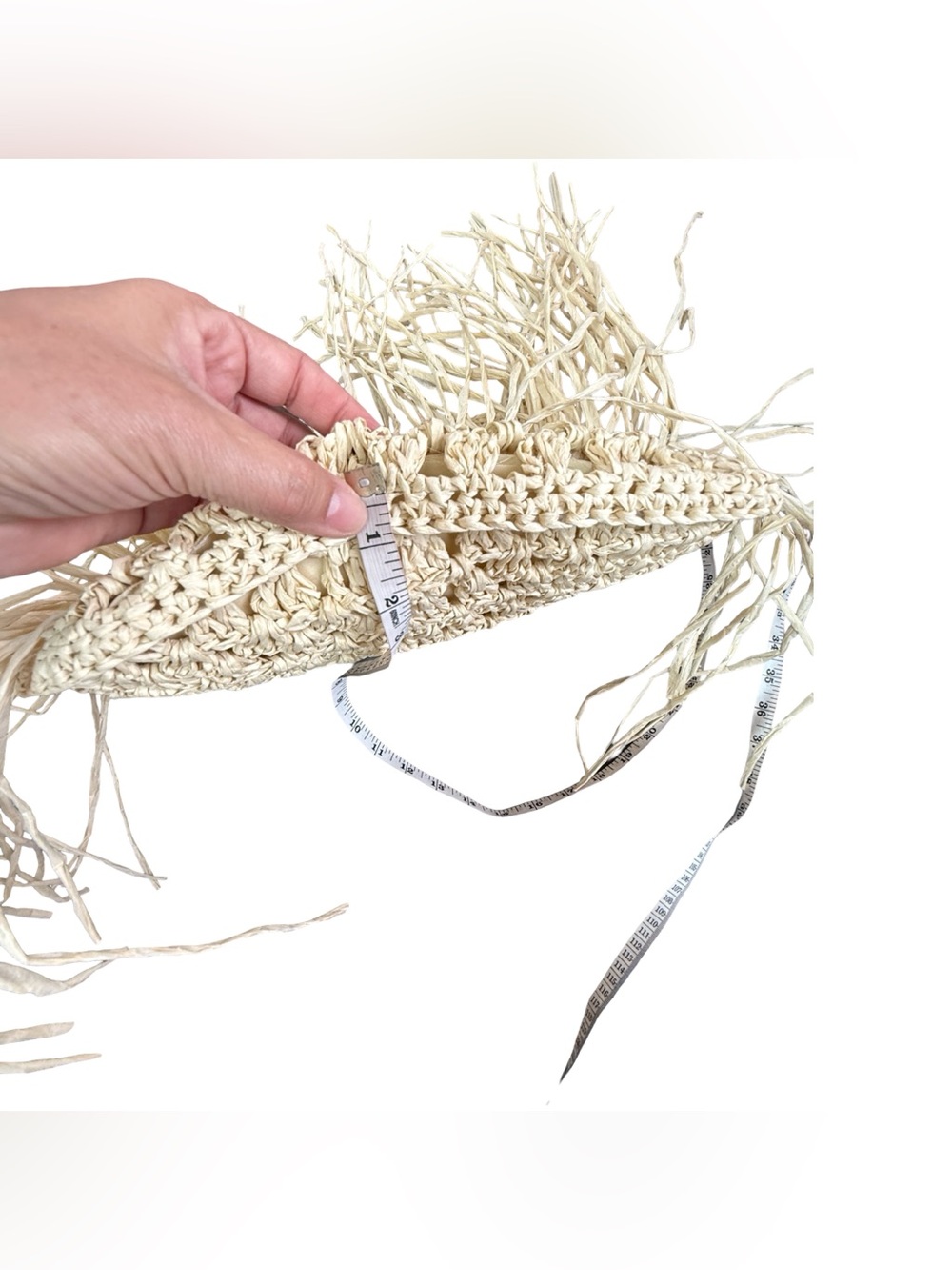 Natural Straw Fringe Tote with Black Handle - Picture 14 of 16